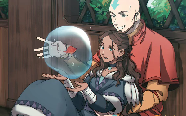 Aang (Avatar) Katara (Avatar) Anime Avatar: The Last Airbender HD Desktop Wallpaper | Background Image