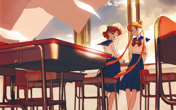 school uniform Usagi Tsukino Naru Osaka Anime Sailor Moon HD Desktop Wallpaper | Background Image