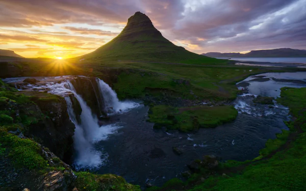 sunrise Iceland nature Kirkjufell HD Desktop Wallpaper | Background Image