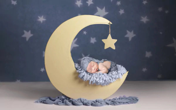 crescent sleeping photography baby HD Desktop Wallpaper | Background Image