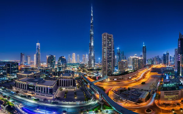 Burj Khalifa United Arab Emirates skyscraper city night building man made Dubai HD Desktop Wallpaper | Background Image
