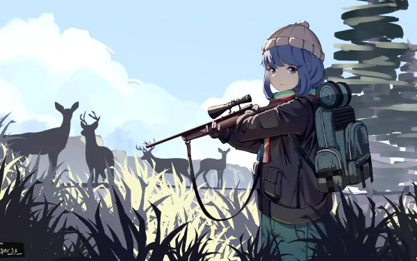 hunting Rin Shima Anime Laid-Back Camp HD Desktop Wallpaper | Background Image