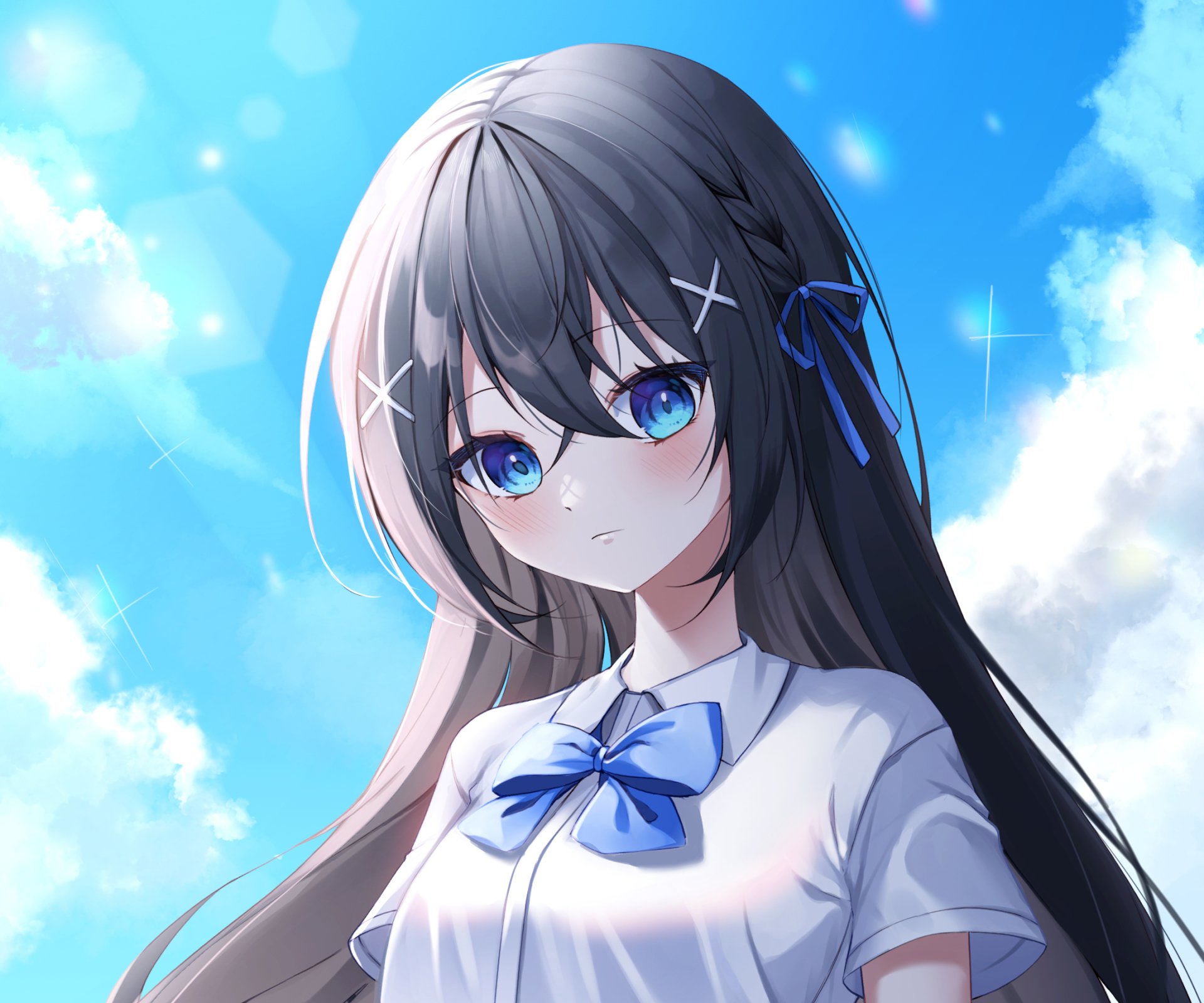 Download Black Hair Blue Eyes Anime Girl Anime Girl HD Wallpaper