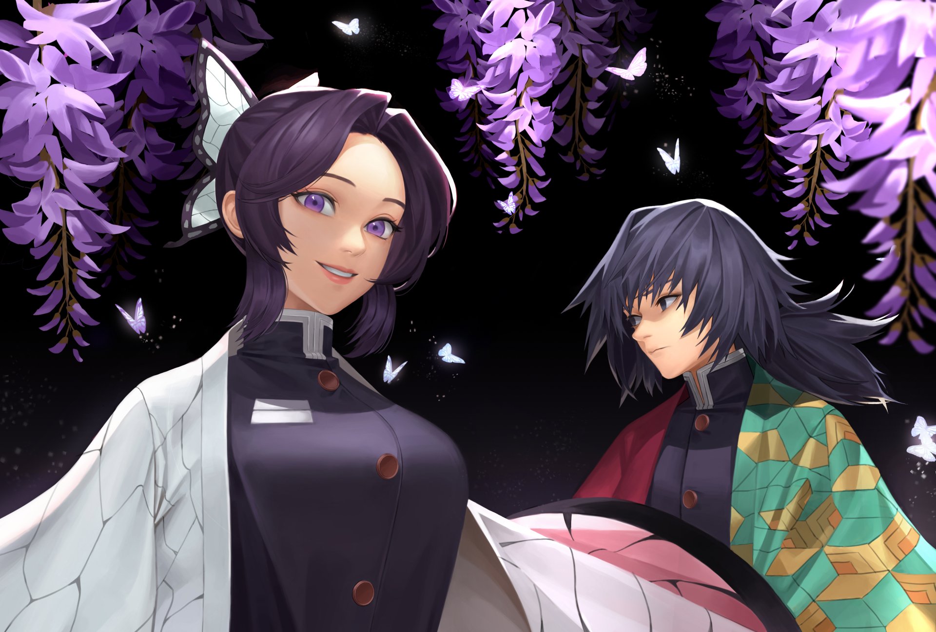 Download GiyuShino (Demon Slayer) Giyuu Tomioka Shinobu Kochou Anime Demon Slayer: Kimetsu No Yaiba 4k Ultra HD Wallpaper by moon