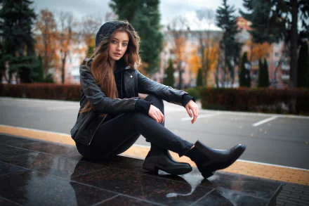 leather jacket woman model HD Desktop Wallpaper | Background Image