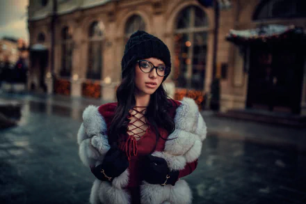 hat depth of field black hair Nastya Salosina woman model HD Desktop Wallpaper | Background Image