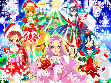 Yuri Tsukikage Myoudouin Itsuki Kurumi Erika Hanasaki Tsubomi Kaoruko Hanasaki Cure Flower Cologne (Pretty Cure) Anime Heartcatch Precure! HD Desktop Wallpaper | Background Image