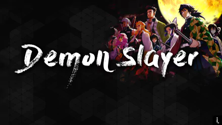 HD PC desktop wallpaper featuring Tengen Uzui, Mitsuri Kanroji, Giyuu Tomioka, and Kyojuro Rengoku from the anime Demon Slayer: Kimetsu no Yaiba against a dark background.