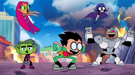 Raven (DC Comics) Garfield Logan Cyborg (DC Comics) Starfire (DC Comics) Beast Boy Dick Grayson Robin (DC Comics) movie Teen Titans Go! To the Movies HD Desktop Wallpaper | Background Image