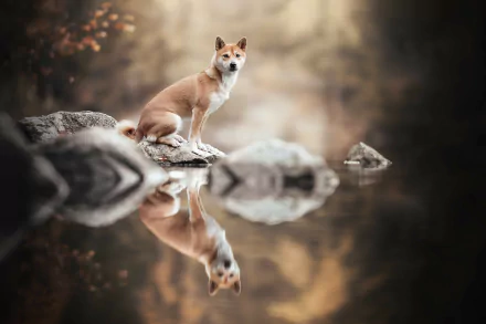 reflection Animal shiba inu HD Desktop Wallpaper | Background Image