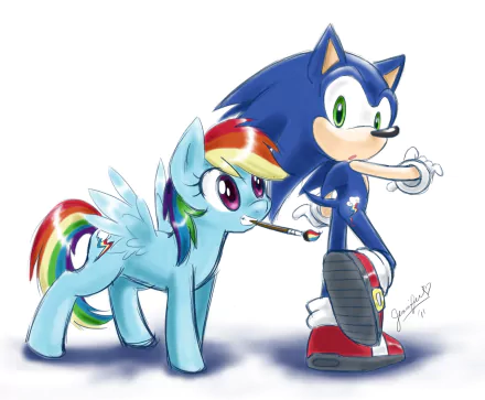 Sonic the Hedgehog Rainbow Dash TV Show crossover HD Desktop Wallpaper | Background Image