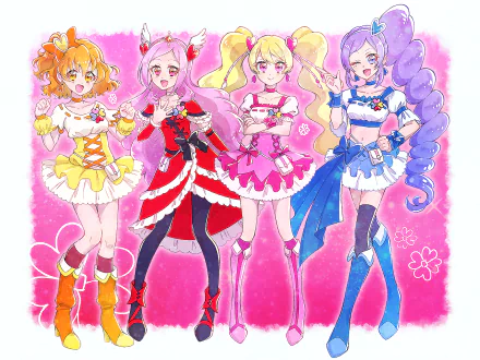 Inori Yamabuki Momozono Love Setsuna Higashi Cure Pine Cure Peach Cure Passion Cure Berry Miki Aono Anime Fresh Pretty Cure! HD Desktop Wallpaper | Background Image