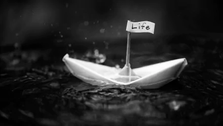 Black & White paper boat man made origami HD Desktop Wallpaper | Background Image