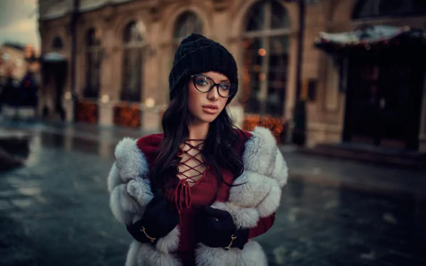 hat depth of field black hair Nastya Salosina woman model HD Desktop Wallpaper | Background Image