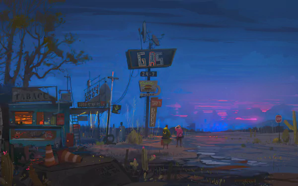 gas station Sci Fi post apocalyptic HD Desktop Wallpaper | Background Image