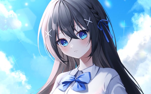 Anime Girl Blue Eyes Black Hair HD Wallpaper | Background Image