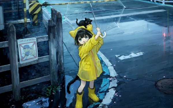 Anime Girl Little Girl Umbrella HD Wallpaper | Background Image