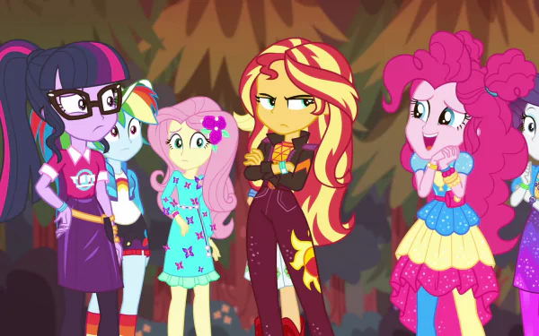 Rarity (My Little Pony) Rainbow Dash Fluttershy (My Little Pony) Pinkie Pie Sci-Twi (My Little Pony) Sunset Shimmer movie My Little Pony: Equestria Girls - Sunset's Backstage Pass HD Desktop Wallpaper | Background Image