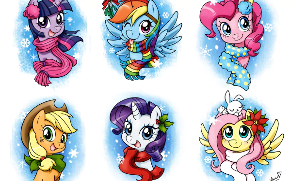 Angel Bunny Fluttershy (My Little Pony) Rarity (My Little Pony) Applejack (My Little Pony) Pinkie Pie Rainbow Dash Twilight Sparkle TV Show My Little Pony: Friendship Is Magic HD Desktop Wallpaper | Background Image