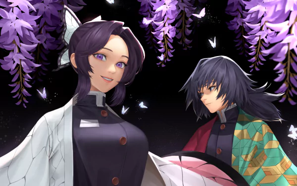 GiyuShino (Demon Slayer) Giyuu Tomioka Shinobu Kochou Anime Demon Slayer: Kimetsu no Yaiba HD Desktop Wallpaper | Background Image