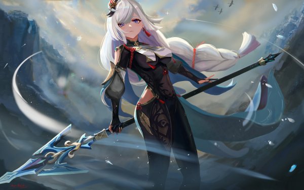 Video Game Genshin Impact Shenhe White Hair Long Hair Blue Eyes HD Wallpaper | Background Image