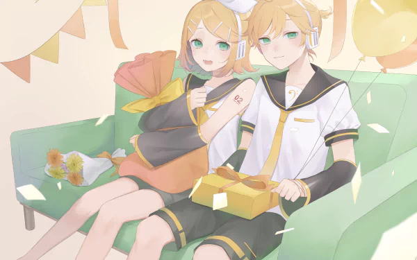 Rin Kagamine Len Kagamine Anime Vocaloid HD Desktop Wallpaper | Background Image
