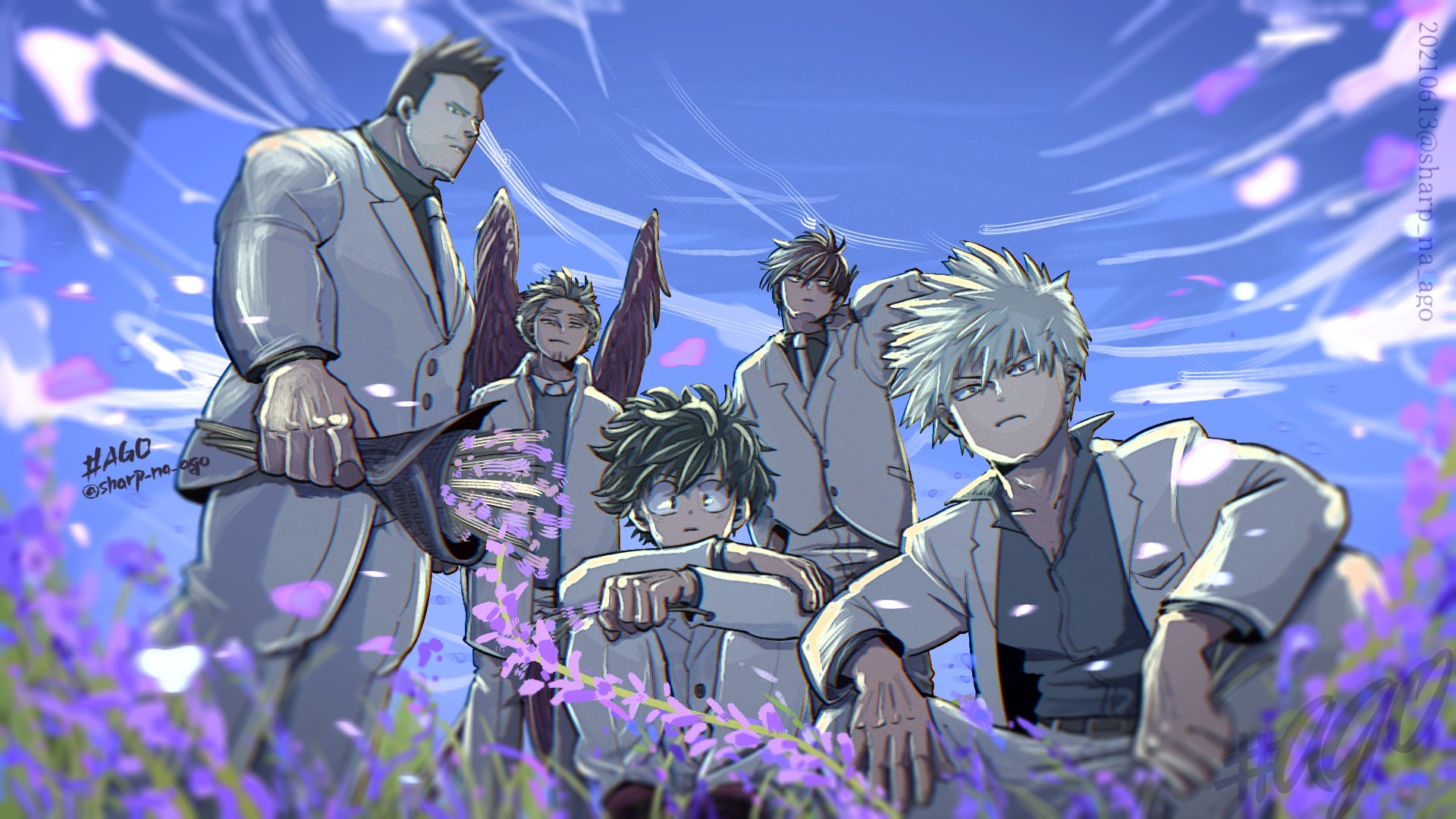 Download Hawks (Boku No Hero Academia) Shoto Todoroki Endeavor (Boku No Hero Academia) Keigo Takami Izuku Midoriya Katsuki Bakugou Anime My Hero Academia HD Wallpaper