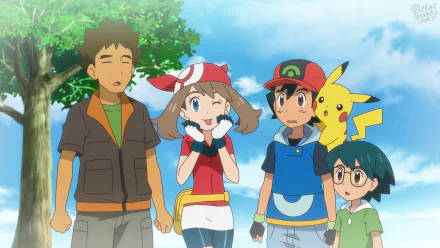 Pikachu Brock (Pokémon) Max (Pokémon) Ash Ketchum May (Pokémon) Anime Pokemon HD Desktop Wallpaper | Background Image