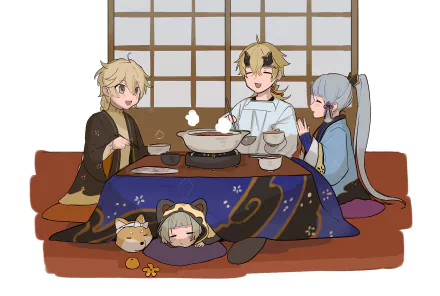 Sayu (Genshin Impact) Kamisato Ayaka (Genshin Impact) Thoma (Genshin Impact) Aether (Genshin Impact) video game Genshin Impact HD Desktop Wallpaper | Background Image