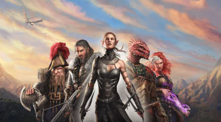 HD wallpaper featuring characters from Divinity: Original Sin II against a scenic backdrop for desktop background.