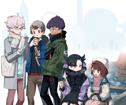 Gloria (Pokémon) Victor (Pokémon) Marnie (Pokémon) Hop (Pokémon) Beat (Pokémon) video game Pokémon: Sword and Shield HD Desktop Wallpaper | Background Image