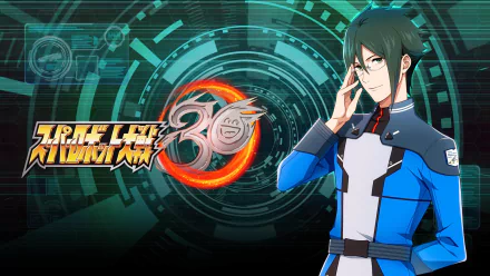 Super Robot Wars 30 HD wallpaper featuring male anime character with futuristic digital backdrop for desktop background.