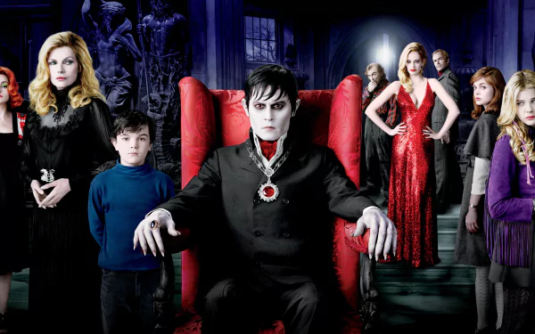 Michelle Pfeiffer Jonny Lee Miller Johnny Depp Jackie Earle Haley Helena Bonham Carter Eva Green Chloë Grace Moretz Bella Heathcote movie dark shadows HD Desktop Wallpaper | Background Image