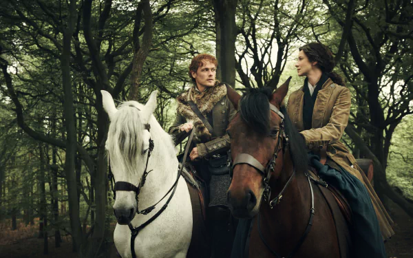 Jamie Fraser Sam Heughan Claire Fraser Caitriona Balfe TV Show Outlander HD Desktop Wallpaper | Background Image