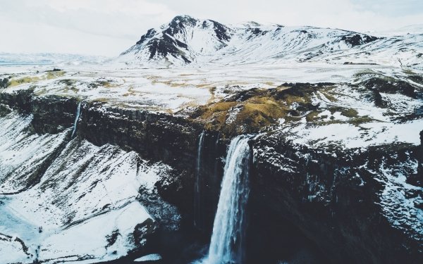 Earth Seljalandsfoss Waterfalls Winter Iceland Waterfall HD Wallpaper | Background Image