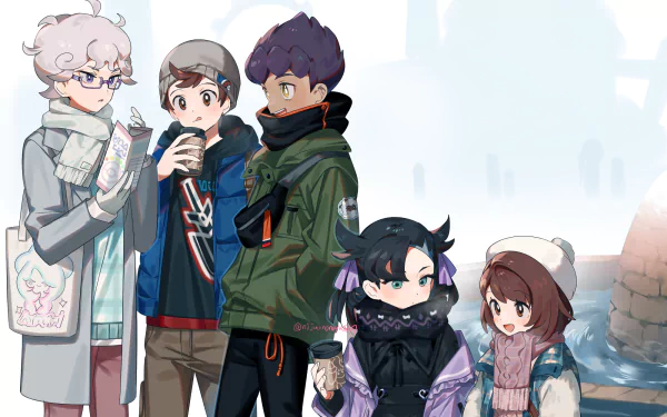 Gloria (Pokémon) Victor (Pokémon) Marnie (Pokémon) Hop (Pokémon) Beat (Pokémon) video game Pokémon: Sword and Shield HD Desktop Wallpaper | Background Image