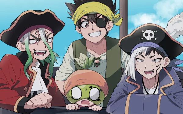 Gen Asagiri Suika (Dr. Stone) Senku Ishigami Chrome (Dr. Stone) Anime Dr. Stone HD Desktop Wallpaper | Background Image