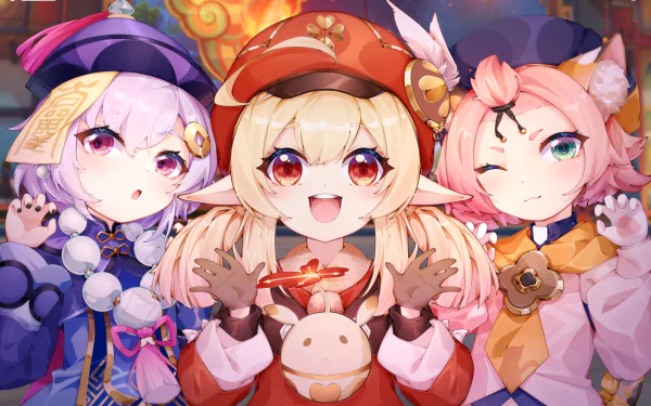 Qiqi (Genshin Impact) Klee (Genshin Impact) Diona (Genshin Impact) video game Genshin Impact HD Desktop Wallpaper | Background Image