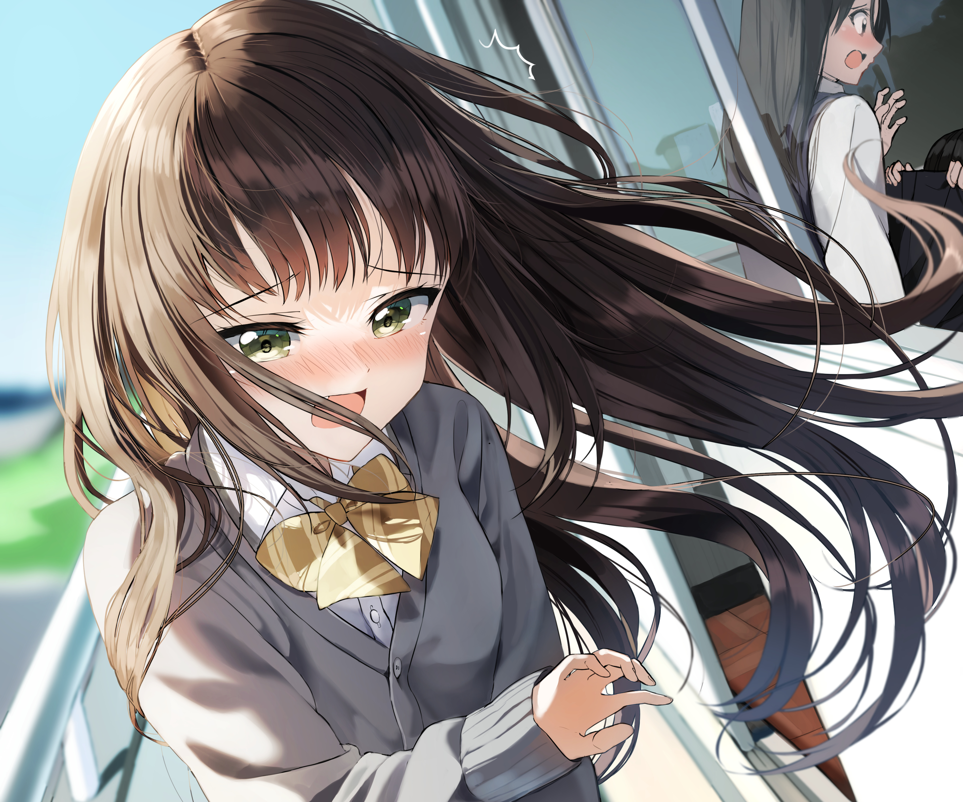 Anime girl com cabelos longos castanhos