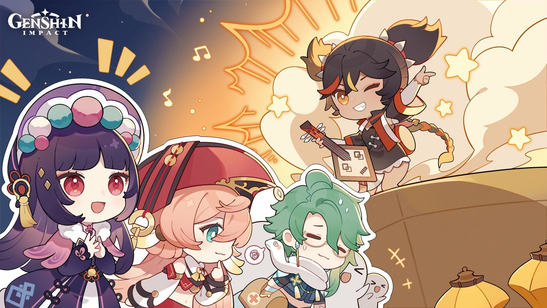 Download Xinyan (Genshin Impact) Baizhu (Genshin Impact) Yanfei (Genshin Impact) Yun Jin (Genshin Impact) Video Game Genshin Impact HD Wallpaper