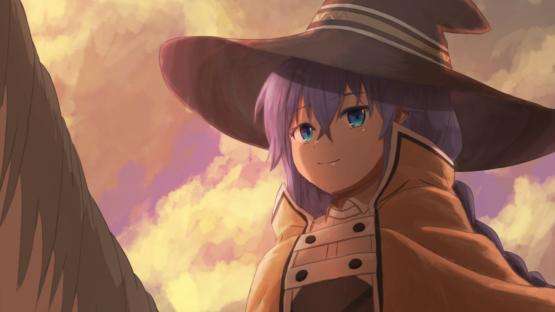 HD anime desktop wallpaper featuring Roxy Migurdia from Mushoku Tensei: Jobless Reincarnation, showcasing her with a confident expression and her signature witch hat.