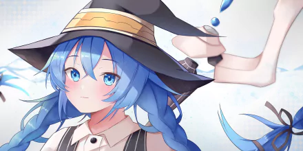 HD anime wallpaper featuring Roxy Migurdia from Mushoku Tensei: Jobless Reincarnation, showcasing her blue hair and wizard hat in a vibrant, detailed style.