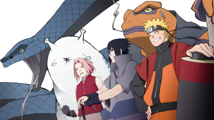 Gamakichi (Naruto) Katsuyu (Naruto) Naruto Uzumaki Sasuke Uchiha Sakura Haruno Anime Naruto Naruto & Sasuke HD Desktop Wallpaper | Background Image