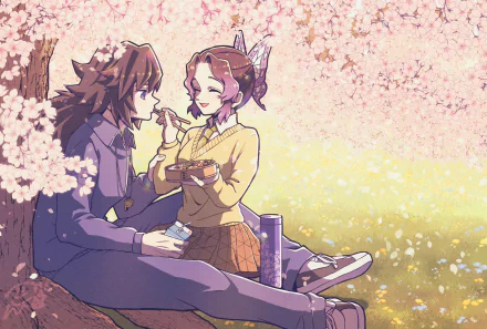 GiyuShino (Demon Slayer) Giyuu Tomioka Shinobu Kochou Anime Demon Slayer: Kimetsu no Yaiba HD Desktop Wallpaper | Background Image