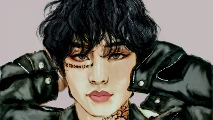 Digital portrait of V (Kim Taehyung) from BTS, styled in detailed 4K Ultra HD quality, capturing the essence of K-pop music culture.