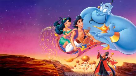 Aladdin Princess Jasmine Genie (Disney) movie Aladdin (1992) HD Desktop Wallpaper | Background Image