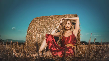 red dress redhead woman model HD Desktop Wallpaper | Background Image