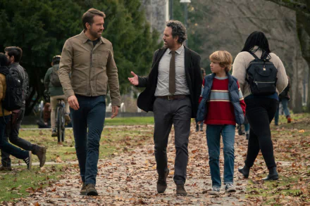 Walker Scobell Mark Ruffalo Ryan Reynolds movie The Adam Project HD Desktop Wallpaper | Background Image