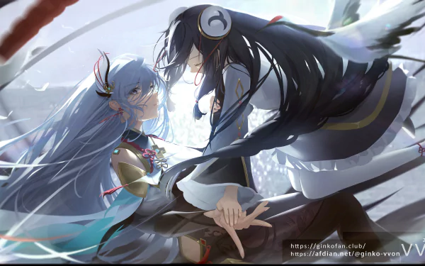 4K Ultra HD PC desktop wallpaper featuring Shenhe from Genshin Impact, showcasing detailed character art from the popular video game.