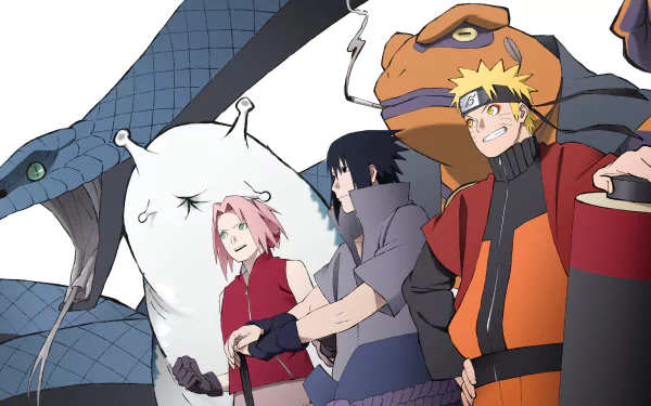 Gamakichi (Naruto) Katsuyu (Naruto) Naruto Uzumaki Sasuke Uchiha Sakura Haruno Anime Naruto Naruto & Sasuke HD Desktop Wallpaper | Background Image